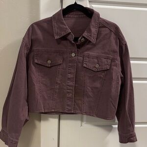 Cropped European Mauve Denim Jacket - Women's Jean Jacket
